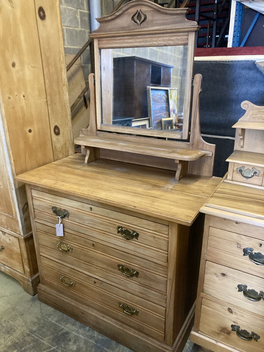 A late Victorian walnut dressing chest, width 90cm, depth 47cm, height 180cm